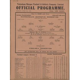TOTTENHAM HOTSPUR V CHELSEA (RESERVES) 1938-39 FOOTBALL PROGRAMME