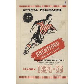 BRENTFORD V INTERNATIONAL MANAGERS (CHARITY MATCH) 1954-55 FOOTBALL PROGRAMME