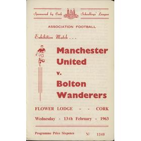 MANCHESTER UNITED V BOLTON WANDERERS (EXHIBITION MATCH IN CORK) 1962-63 FOOTBALL PROGRAMME