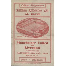 MANCHESTER UNTED V LIVERPOOL 1947-48 FOOTBALL PROGRAMME