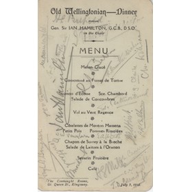 CAMBRIDGE OLD WELLINGTONIANS 1919 SIGNED DINNER MENU