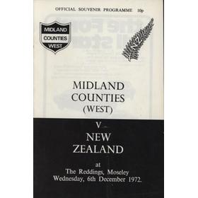 MIDLAND COUNTIES V NEW ZEALAND 1972-73 RUGBY UNION PROGRAMME