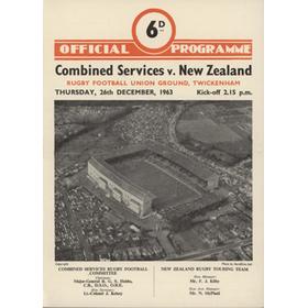 COMBINED SERICES V NEW ZEALAND 1963 RUGBY UNION PROGRAMME