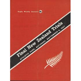 FINAL NEW ZEALAND TRIALS 1967 RUGBY UNION PROGRAMME