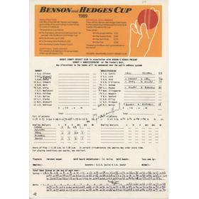 SURREY V WORCESTERSHIRE 1989 (BENSON & HEDGES CUP) - SIGNED BY GRAEME HICK