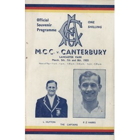 CANTERBURY V ENGLAND 1954-55 (LANCASTER PARK) CRICKET PROGRAMME