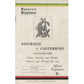 CANTERBURY V AUSTRALIA 1957 (LANCASTER PARK) CRICKET PROGRAMME