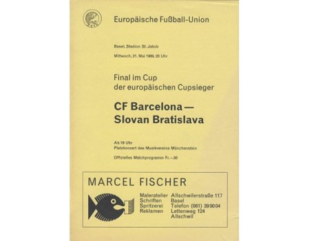 BARCELONA V SLOVAN BRATISLAVA 1969 (ECWC FINAL) FOOTBALL PROGRAMME