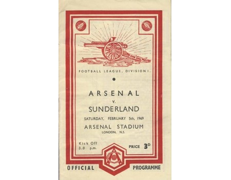 ARSENAL V SUNDERLAND 1948/49 FOOTBALL PROGRAMME