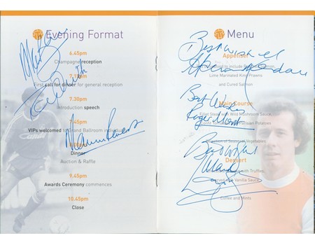 NATIONAL FOOTBALL MUSEUM HALL OF FAME DINNER MENU 2006 - PROFUSELY SIGNED