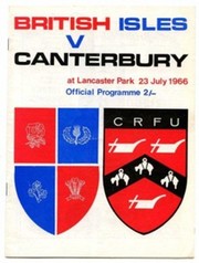 CANTERBURY V BRITISH ISLES 1966 RUGBY PROGRAMME