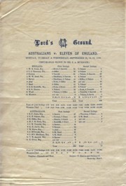 AUSTRALIANS V ELEVEN OF ENGLAND 1886 CRICKET SILK SCORECARD