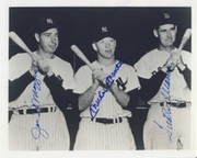 JOE DIMAGGIO, MICKEY MANTLE & TED WILLIAMS SIGNED PHOTOGRAPH