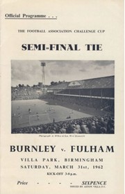 BURNLEY V FULHAM 1962 (F.A. CUP SEMI-FINAL) FOOTBALL PROGRAMME