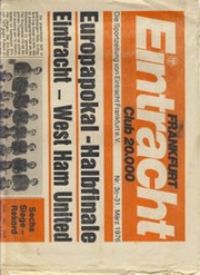 EINTRACHT FRANKFURT V WEST HAM UNITED 1975/76 (ECWC SEMI-FINAL) FOOTBALL PROGRAMME