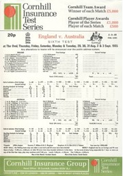 ENGLAND V AUSTRALIA 1985 (OVAL) CRICKET SCORECARD