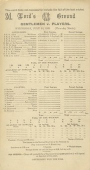 GENTLEMEN V PLAYERS 1930 CRICKET SCORECARD