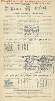 GENTLEMEN V PLAYERS 1924 CRICKET SCORECARD