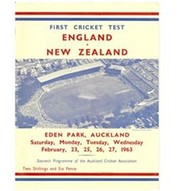 NEW ZEALAND V ENGLAND 1963 (EDEN PARK) CRICKET PROGRAMME