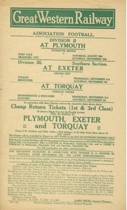 PLYMOUTH ARGYLE/EXETER CITY/TORQUAY UNITED 1931 FOOTBALL RAILWAY HANDBILL