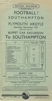 SOUTHAMPTON V PLYMOUTH ARGYLE 1949 FOOTBALL RAILWAY HANDBILL