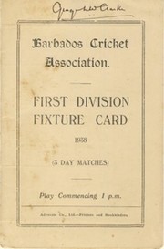 BARBADOS CRICKET SEASON 1938 (1ST DIVISION FIXTURE CARD)