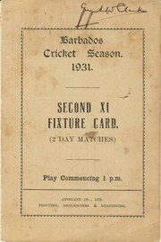BARBADOS CRICKET SEASON 1931 (FIXTURE CARD)