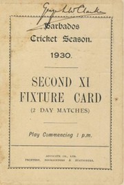 BARBADOS CRICKET SEASON 1930 (2ND XI FIXTURE CARD)