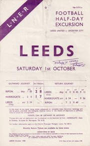 LEEDS UNITED V LEICESTER CITY 1938 FOOTBALL RAILWAY HANDBILL