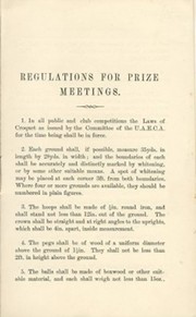 CROQUET: REGULATIONS FOR PRIZE MEETING