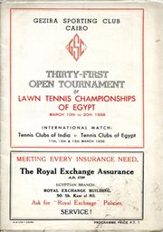 EGYPT OPEN TENNIS TOURNAMENT 1938 (GEZIRA SPORTING CLUB)