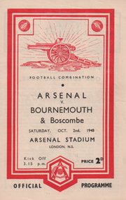 ARSENAL V BOURNEMOUTH AND BOSCOMBE 1948-49 FOOTBALL PROGRAMME