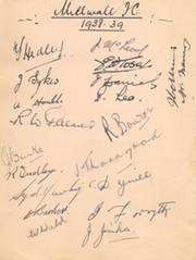 MILLWALL 1938-39 SIGNED ALBUM PAGE