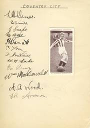 COVENTRY CITY - LATE 1930S SIGNED ALBUM PAGE