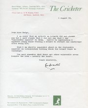 JIM SWANTON 1978 CRICKET LETTER