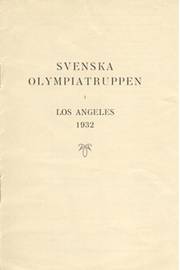 LOS ANGELES OLYMPICS 1932 (SWEDISH TEAM LIST)