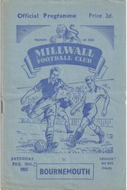 MILLWALL V BOURNEMOUTH 1955 FOOTBALL PROGRAMME