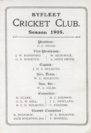 BYFLEET CRICKET CLUB (SURREY) 1905 FIXTURES CARD