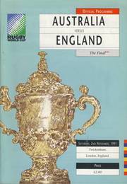 AUSTRALIA  V ENGLAND 1991 (WORLD CUP FINAL) RUGBY PROGRAMME