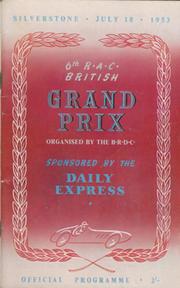 BRITISH GRAND PRIX 1953 MOTOR RACING PROGRAMME