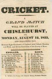 ENGLAND V KENT 1833 (CHISLEHURST) CRICKET BROADSIDE