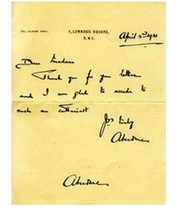 CLARENCE NAPIER BRUCE (3RD BARON ABERDARE) 1931 signed letter