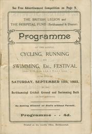 CYCLING, RUNNING AND SWIMMING ETC. FESTIVAL - BERKHAMSTEAD CRICKET CLUB 1923