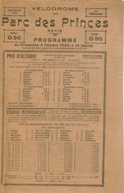 PARC DES PRINCES: "LES 100 MILES" 1925 MOTORCYCLING PROGRAMME