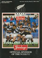 AUCKLAND V IRELAND 1992 RUGBY PROGRAMME