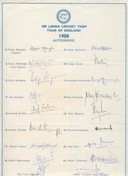 SRI LANKA 1988 CRICKET AUTOGRAPHS