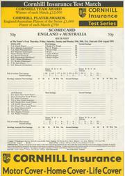 ENGLAND V AUSTRALIA 1993 (OVAL) CRICKET SCORECARD