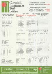 ENGLAND V AUSTRALIA 1985 (OLD TRAFFORD) CRICKET SCORECARD