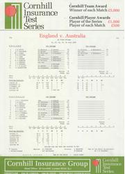 ENGLAND V AUSTRALIA 1985 (TRENT BRIDGE) CRICKET SCORECARD