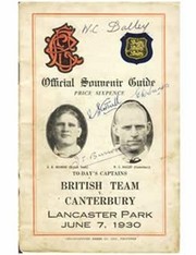 CANTERBURY V BRITISH LIONS 1930 SIGNED RUGBY PROGRAMME